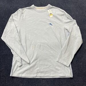 Tommy Bahama Waikiki Surf Shirt Mens Medium Blue Long Sleeve Graphic Tee Hawaii